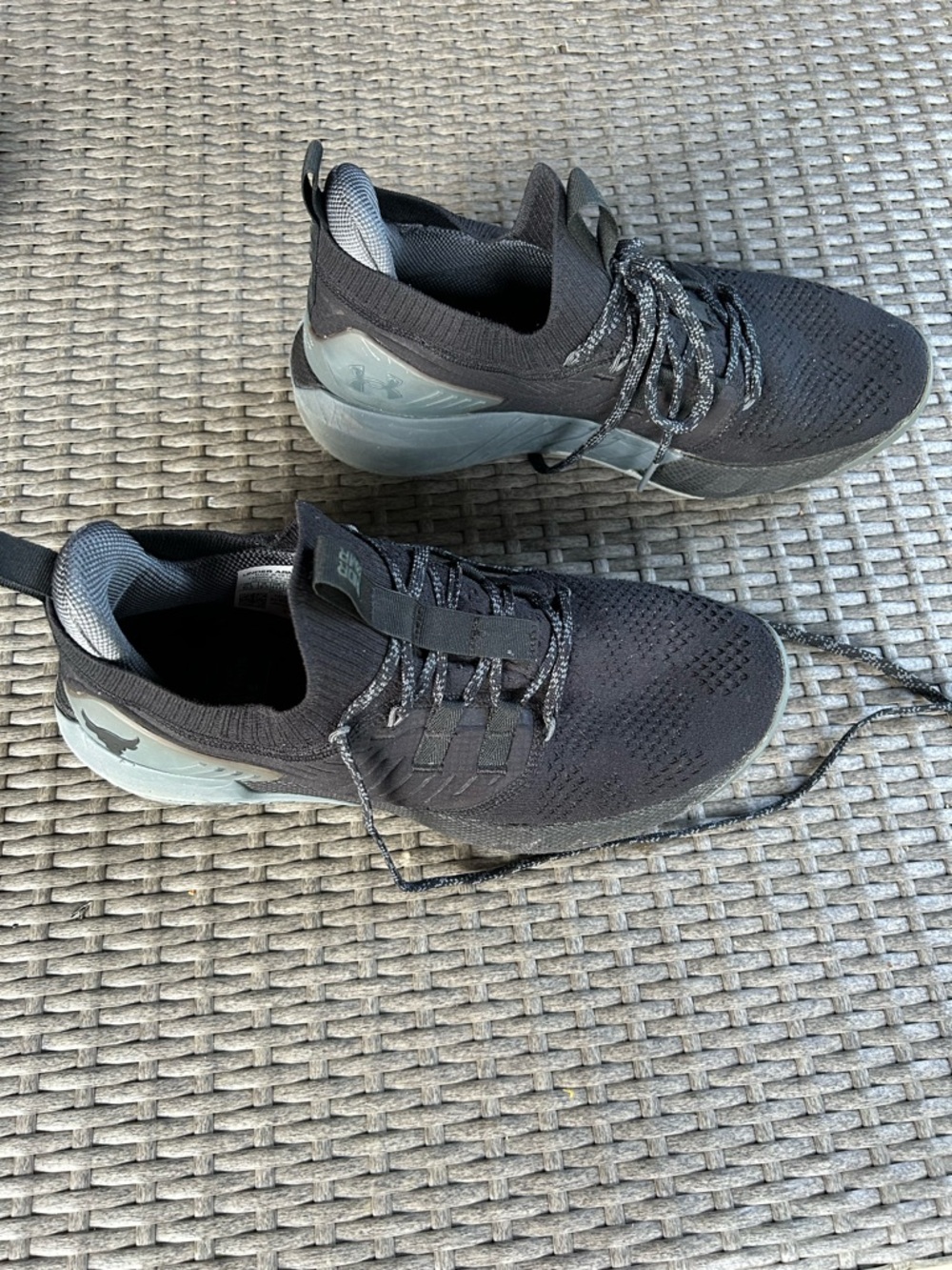Under Armour Black and Gray Knit Training Shoes
